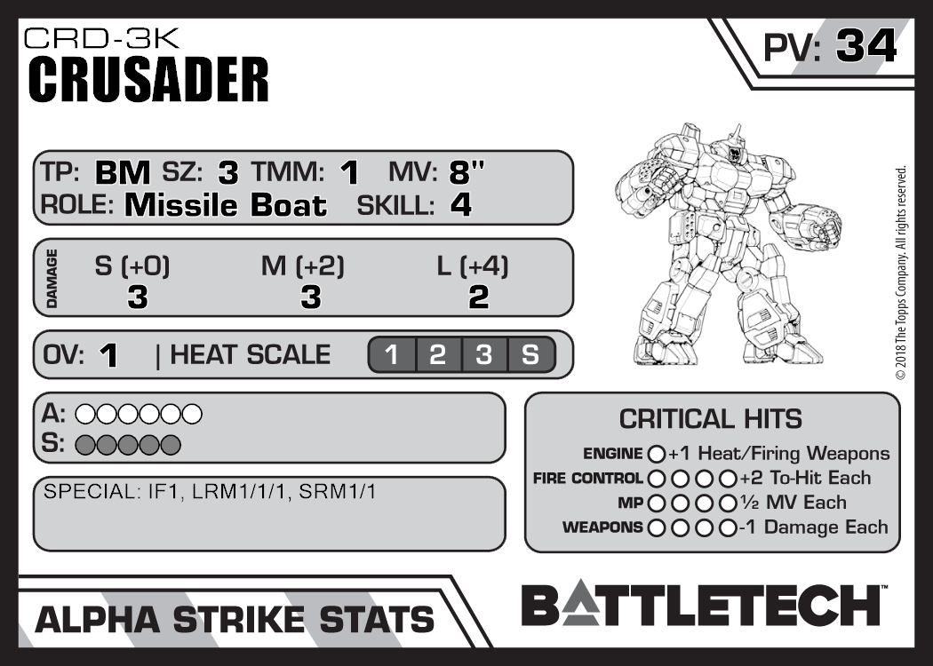 New Age For Battletech CRD-3K Crusader